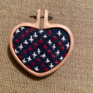 Hand Embroidered Sashiko Heart Brooch